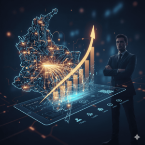 Estratega de marketing digital analizando datos de una campaña de performance marketing en su computador